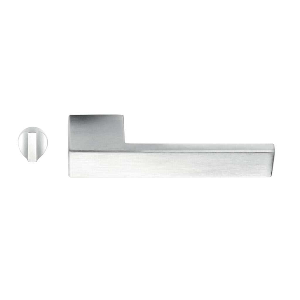 Maniglia Zante con nottolino per porte filomuro color cromo satinato